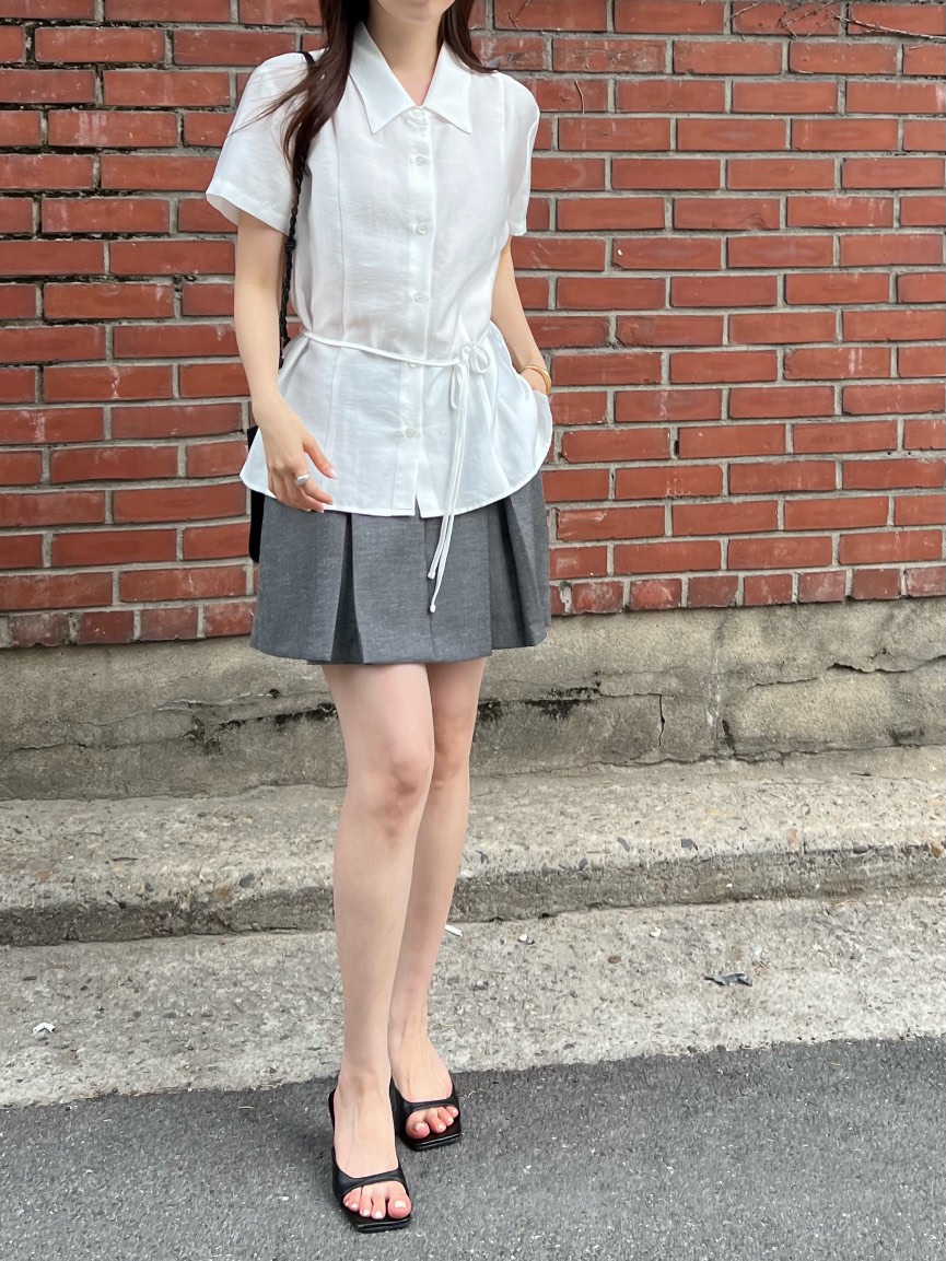 2ND GATE韓國直郵女裝新品休閑人氣26夏季襯衫蕾絲衫含腰繩2ND GATE襯衫/蕾絲衫