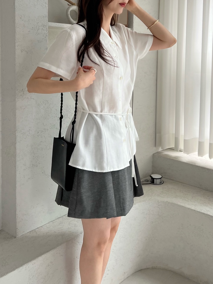 2ND GATE韓國直郵女裝新品休閑人氣26夏季襯衫蕾絲衫含腰繩2ND GATE襯衫/蕾絲衫