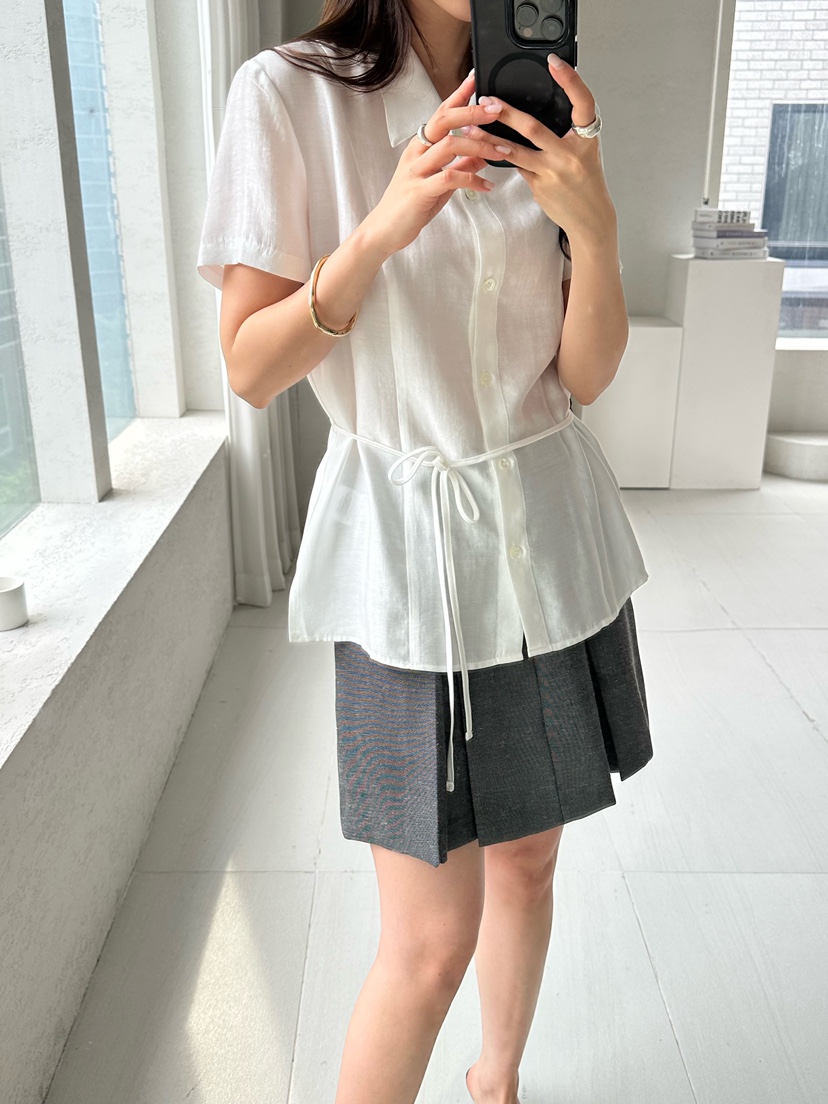 2ND GATE韓國直郵女裝新品休閑人氣26夏季襯衫蕾絲衫含腰繩2ND GATE襯衫/蕾絲衫