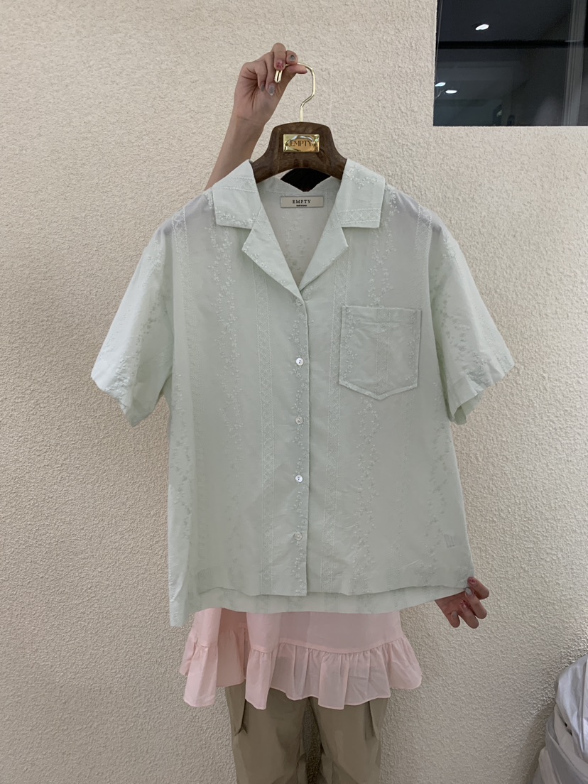 EMPTY韓國東大門直郵女裝新款26春夏休閑職業時尚襯衫蕾絲衫EMPTY襯衫/蕾絲衫圖色2