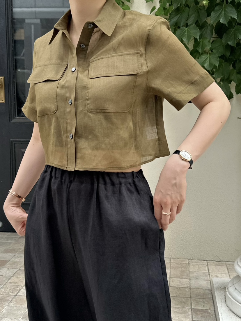 LE VASE韓國直郵女士新品26夏季職業26春夏襯衫蕾絲衫口袋LE VASE襯衫/蕾絲衫