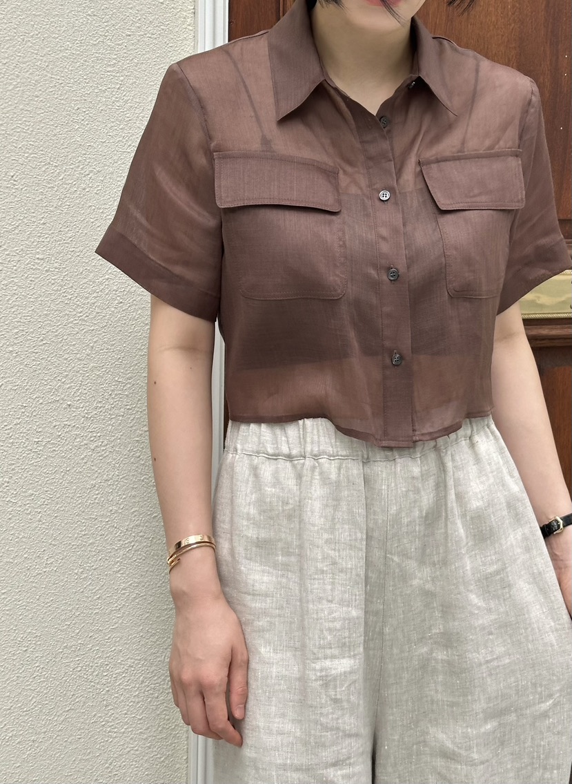 LE VASE韓國直郵女士新品26夏季職業26春夏襯衫蕾絲衫口袋LE VASE襯衫/蕾絲衫