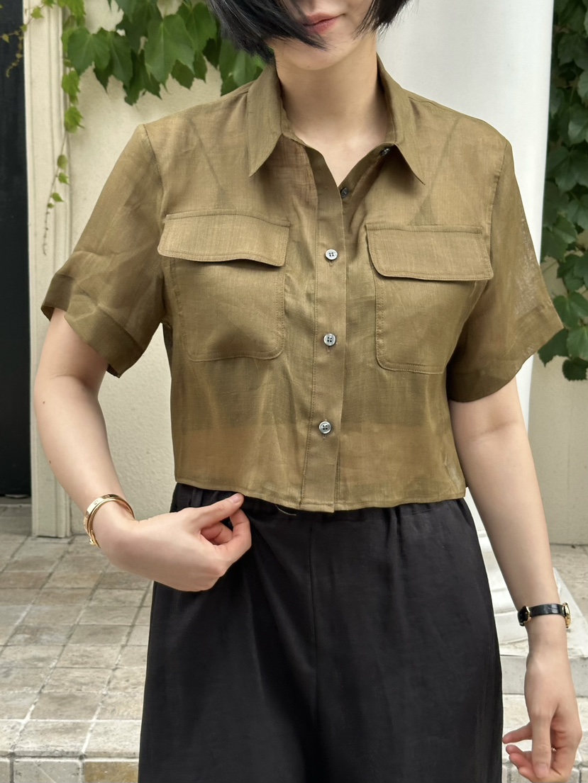 LE VASE韓國直郵女士新品26夏季職業26春夏襯衫蕾絲衫口袋LE VASE襯衫/蕾絲衫圖色1