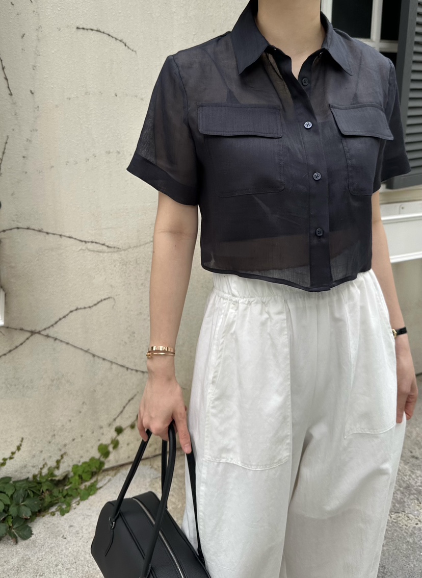 LE VASE韓國直郵女士新品26夏季職業26春夏襯衫蕾絲衫口袋LE VASE襯衫/蕾絲衫圖色2