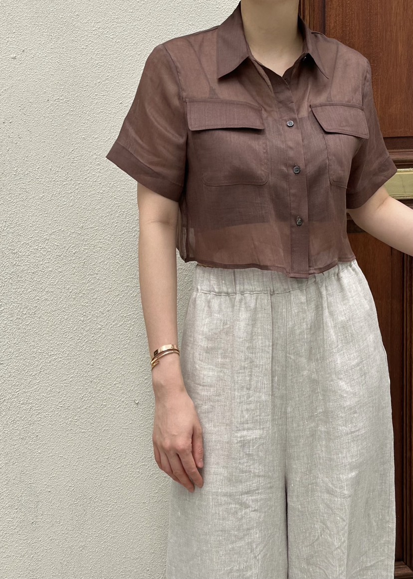 LE VASE韓國直郵女士新品26夏季職業26春夏襯衫蕾絲衫口袋LE VASE襯衫/蕾絲衫圖色3