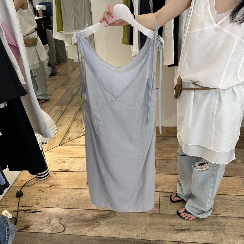 CREAM VILLA東大門實拍韓國女士新品時尚連衣裙不含腰包假兩件CREAM VILLA連衣裙