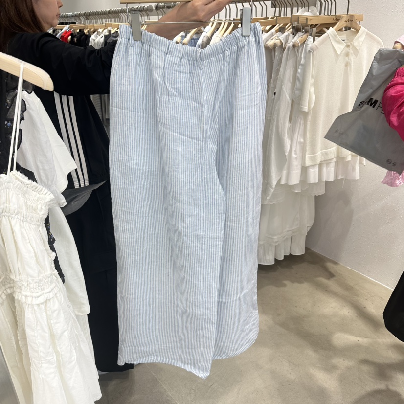 ACKER韓國直郵女士新品時尚休閑26夏季人氣休閑褲亞麻條紋ACKER休閑褲