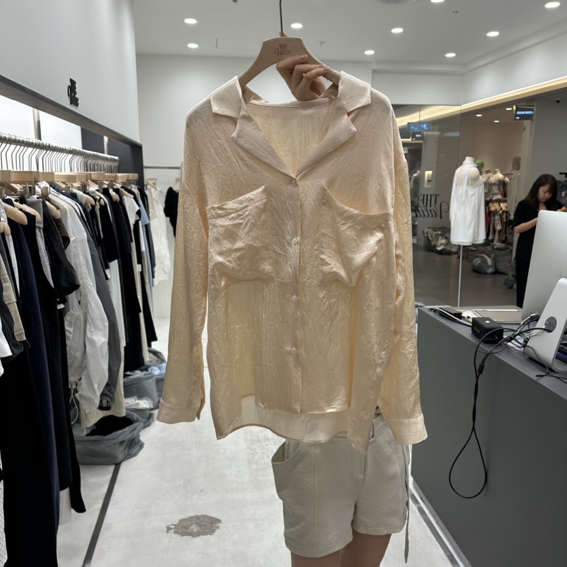 THE VALUE韓國直郵女裝新品時尚26春夏人氣襯衫蕾絲衫緞面THE VALUE襯衫/蕾絲衫圖色1