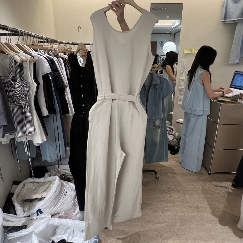 W AND J韓國代購女士新品推薦26春夏人氣職業連體褲含腰帶W AND J連體褲