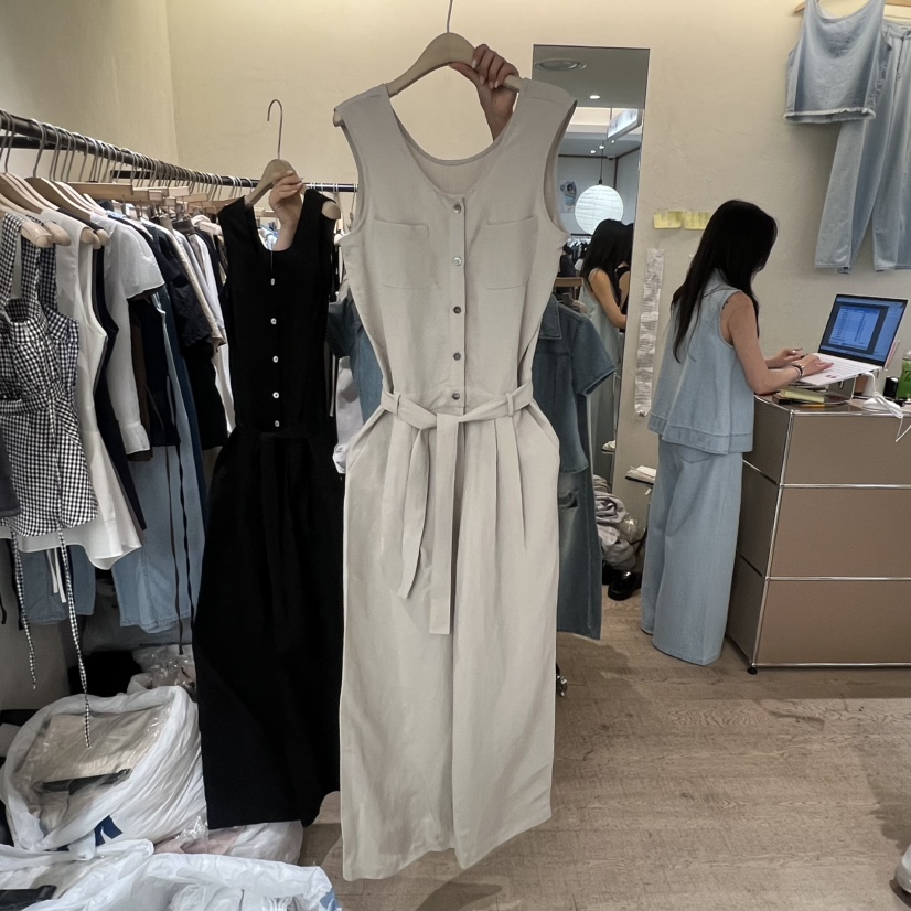 W AND J韓國代購女士新品推薦26春夏人氣職業連體褲含腰帶W AND J連體褲圖色1