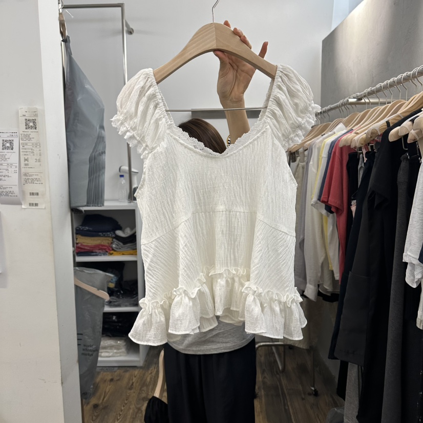 MOSAIC韓國代購女士新款推薦熱賣26夏季26春夏吊帶背心褶皺MOSAIC吊帶/背心