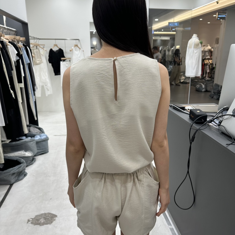 THE VALUE東大門實拍韓國女士新品時尚襯衫蕾絲衫亞麻無袖THE VALUE襯衫/蕾絲衫