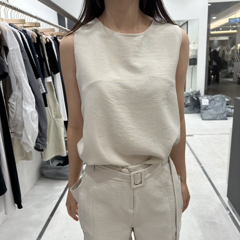 THE VALUE東大門實拍韓國女士新品時尚襯衫蕾絲衫亞麻無袖THE VALUE襯衫/蕾絲衫圖色1