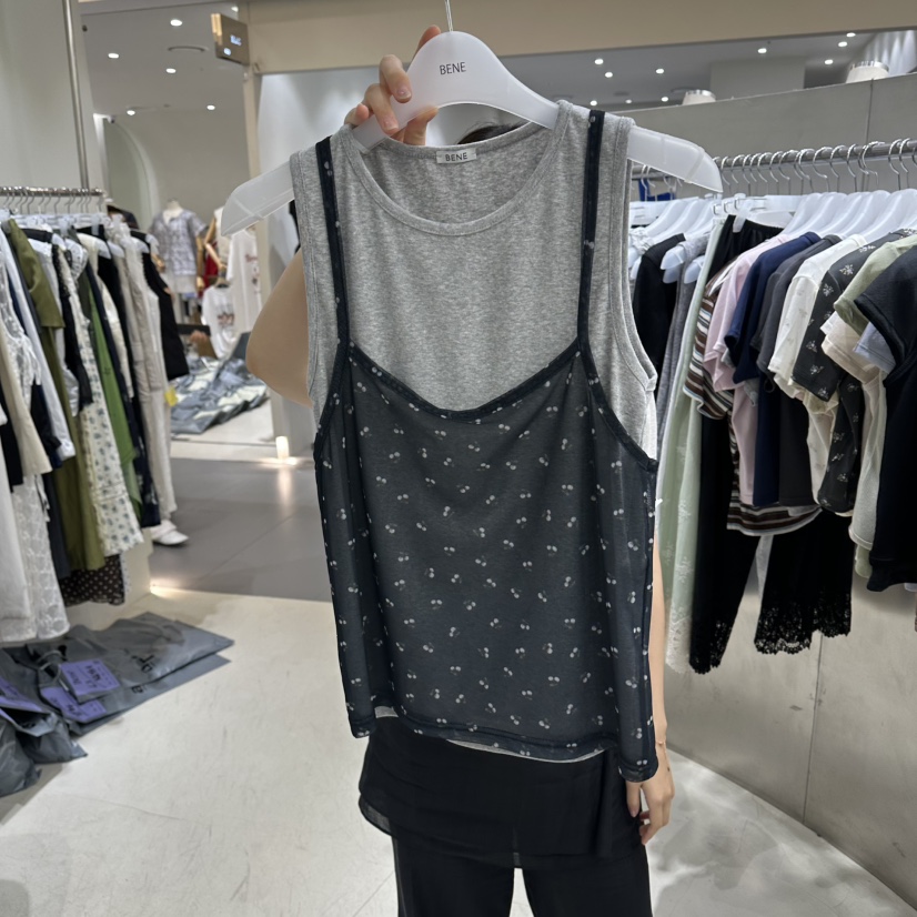 BENE東大門實拍韓國女士新品熱賣推薦時尚吊帶背心假兩件BENE吊帶/背心圖色3