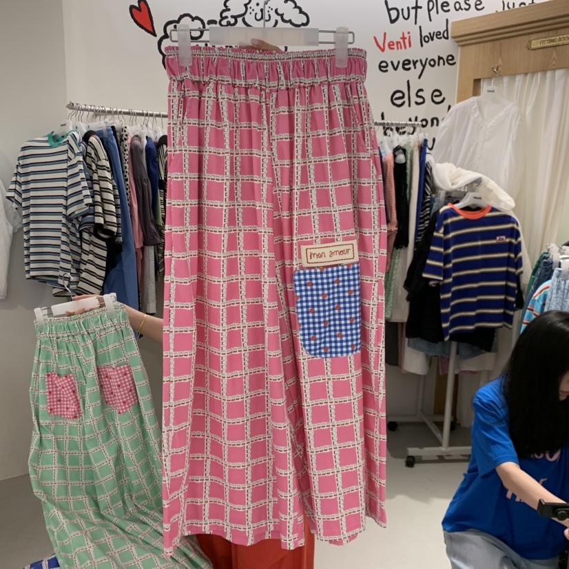 VENTI韓國直郵女士新品職業人氣休閑26春夏休閑褲口袋格紋VENTI休閑褲圖色2