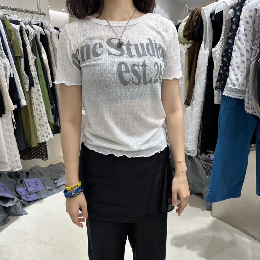 BENE韓國直郵實拍女士新品26春夏休閑人氣時尚熱賣T恤亞麻布BENET恤圖色1