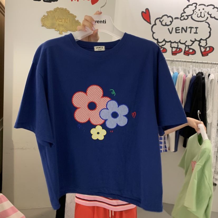 VENTI韓國直郵女士新品人氣職業熱賣休閑26春夏推薦T恤格紋VENTIT恤圖色2
