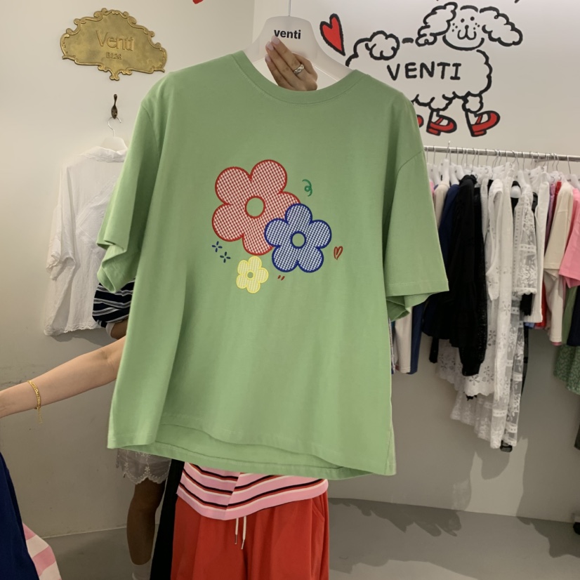 VENTI韓國直郵女士新品人氣職業熱賣休閑26春夏推薦T恤格紋VENTIT恤圖色3