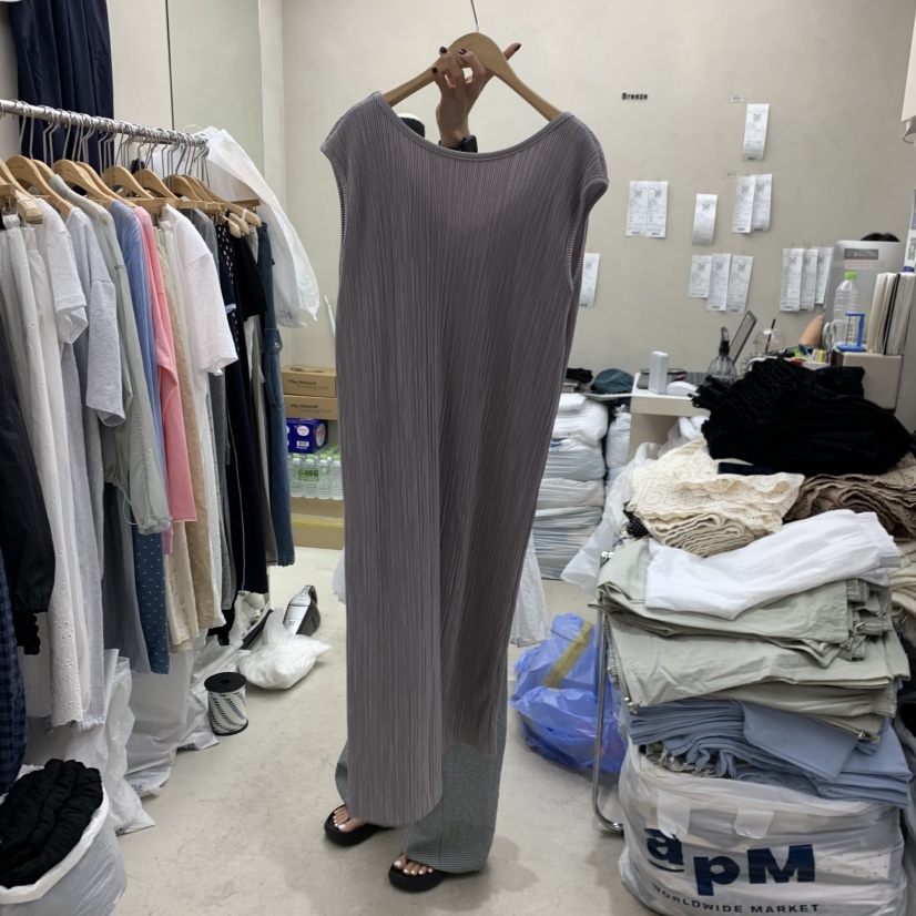 BREEZE東大門實拍韓國女裝新品熱賣26夏季連衣裙褶裥無袖OPSBREEZE連衣裙
