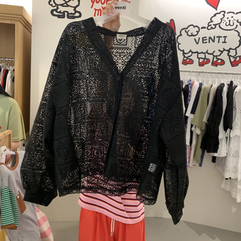 VENTI韓國東大門代購女裝新品熱賣時尚針織衫鉤針編織開衫VENTI針織衫圖色2