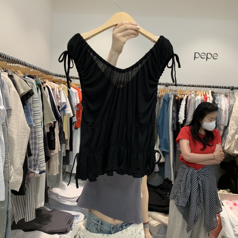ALMOND PEPE韓國直郵女裝新品時尚人氣吊帶背心兔子絲帶ALMOND PEPE吊帶/背心
