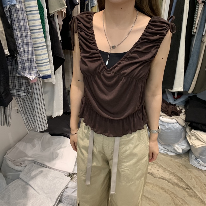 ALMOND PEPE韓國直郵女裝新品時尚人氣吊帶背心兔子絲帶ALMOND PEPE吊帶/背心圖色3