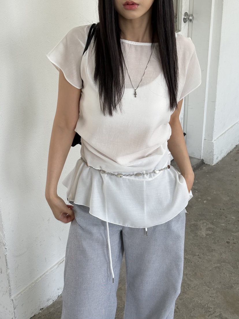 Verbena韓國直郵女裝新品人氣26春夏推薦襯衫蕾絲衫不對稱Verbena襯衫/蕾絲衫