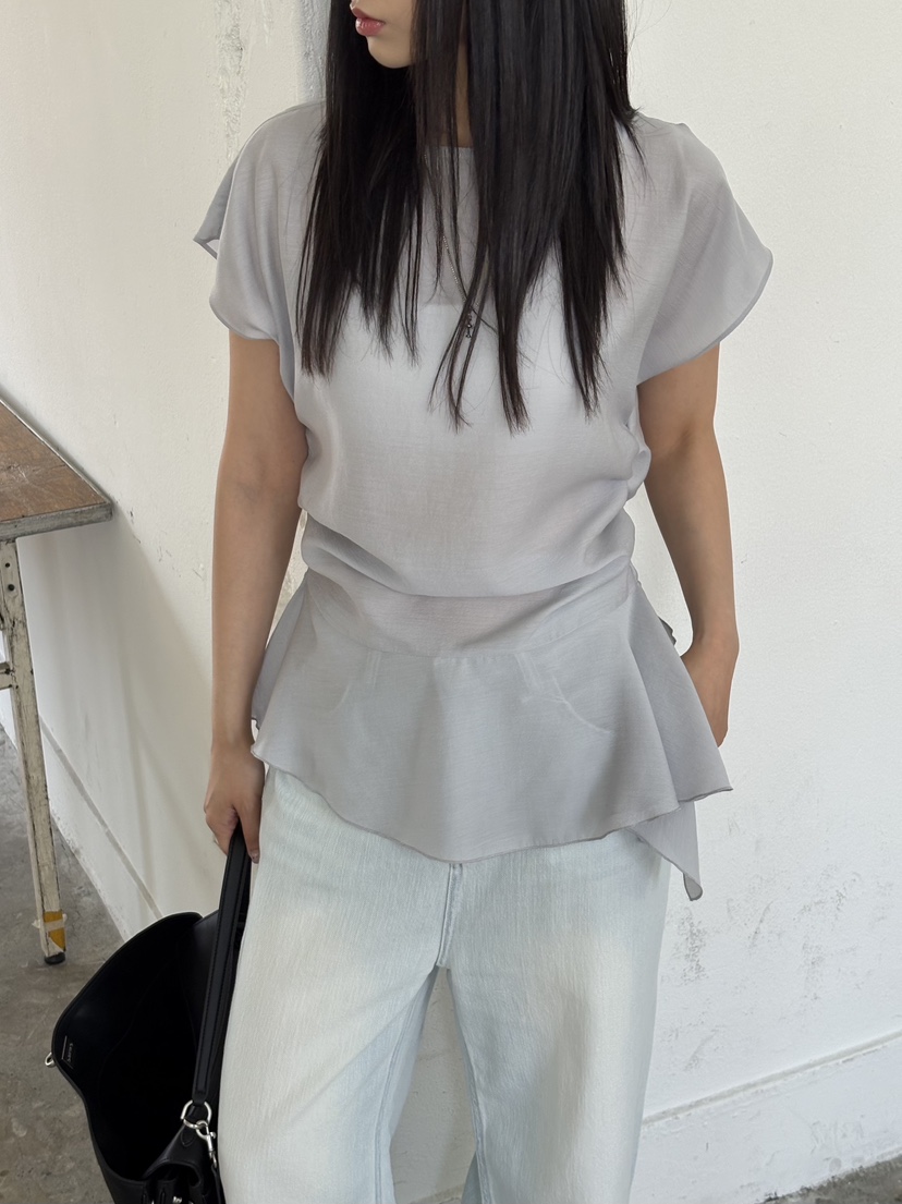 Verbena韓國直郵女裝新品人氣26春夏推薦襯衫蕾絲衫不對稱Verbena襯衫/蕾絲衫