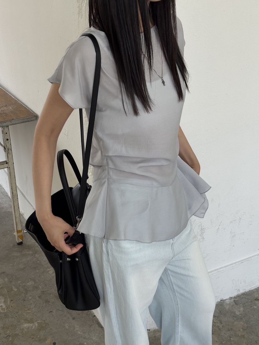 Verbena韓國直郵女裝新品人氣26春夏推薦襯衫蕾絲衫不對稱Verbena襯衫/蕾絲衫