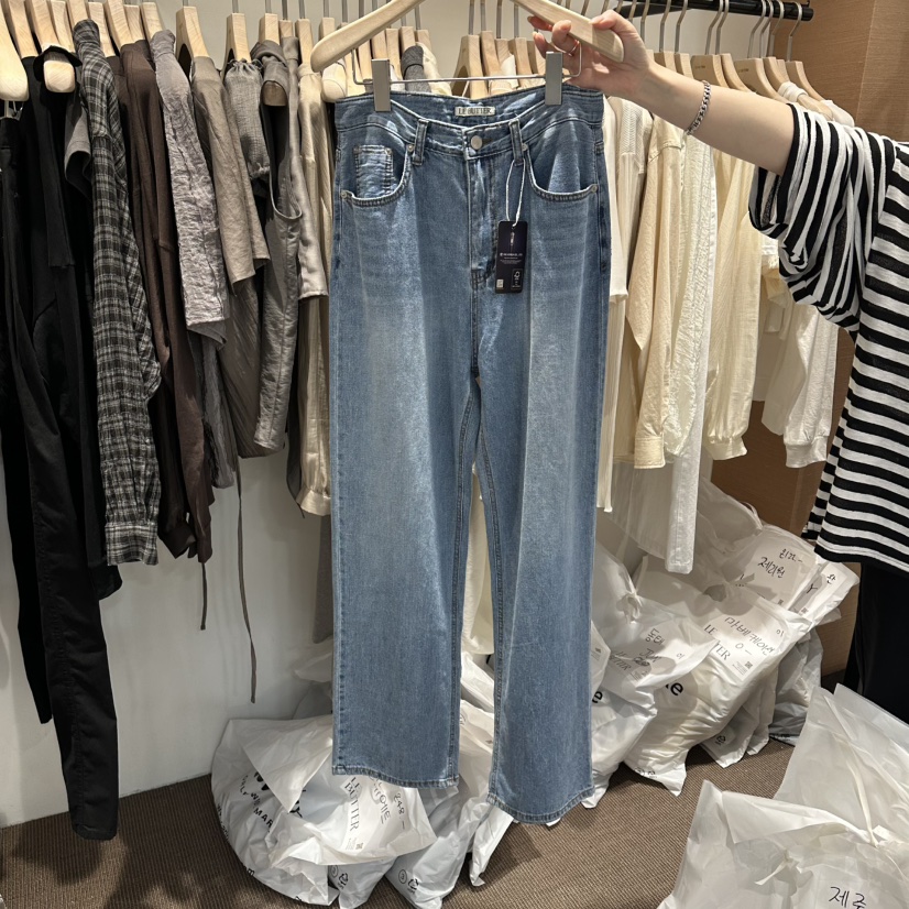 LE BUTTER韓國直郵女士新款26夏季職業牛仔褲水洗牛仔布LE BUTTER牛仔褲圖色1