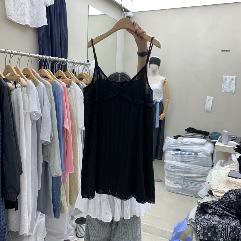 BREEZE韓國直郵實拍女士新款26春夏推薦休閑連衣裙OPS蕾絲BREEZE連衣裙圖色2