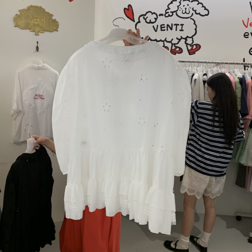 VENTI韓國東大門代購女裝新款時尚26春夏26夏季襯衫蕾絲衫VENTI襯衫/蕾絲衫