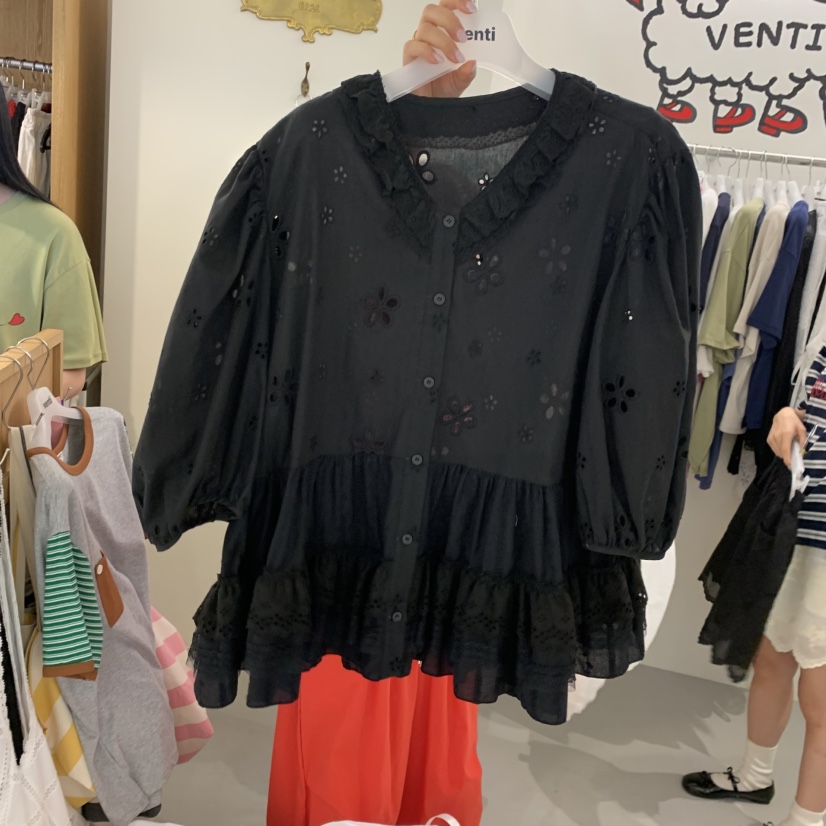 VENTI韓國東大門代購女裝新款時尚26春夏26夏季襯衫蕾絲衫VENTI襯衫/蕾絲衫圖色2