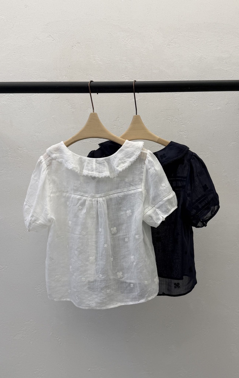 AUTUMN BEIGE-Q韓國直郵女士新款推薦職業襯衫蕾絲衫刺繡A.b/AUTUMN BEIGE襯衫/蕾絲衫