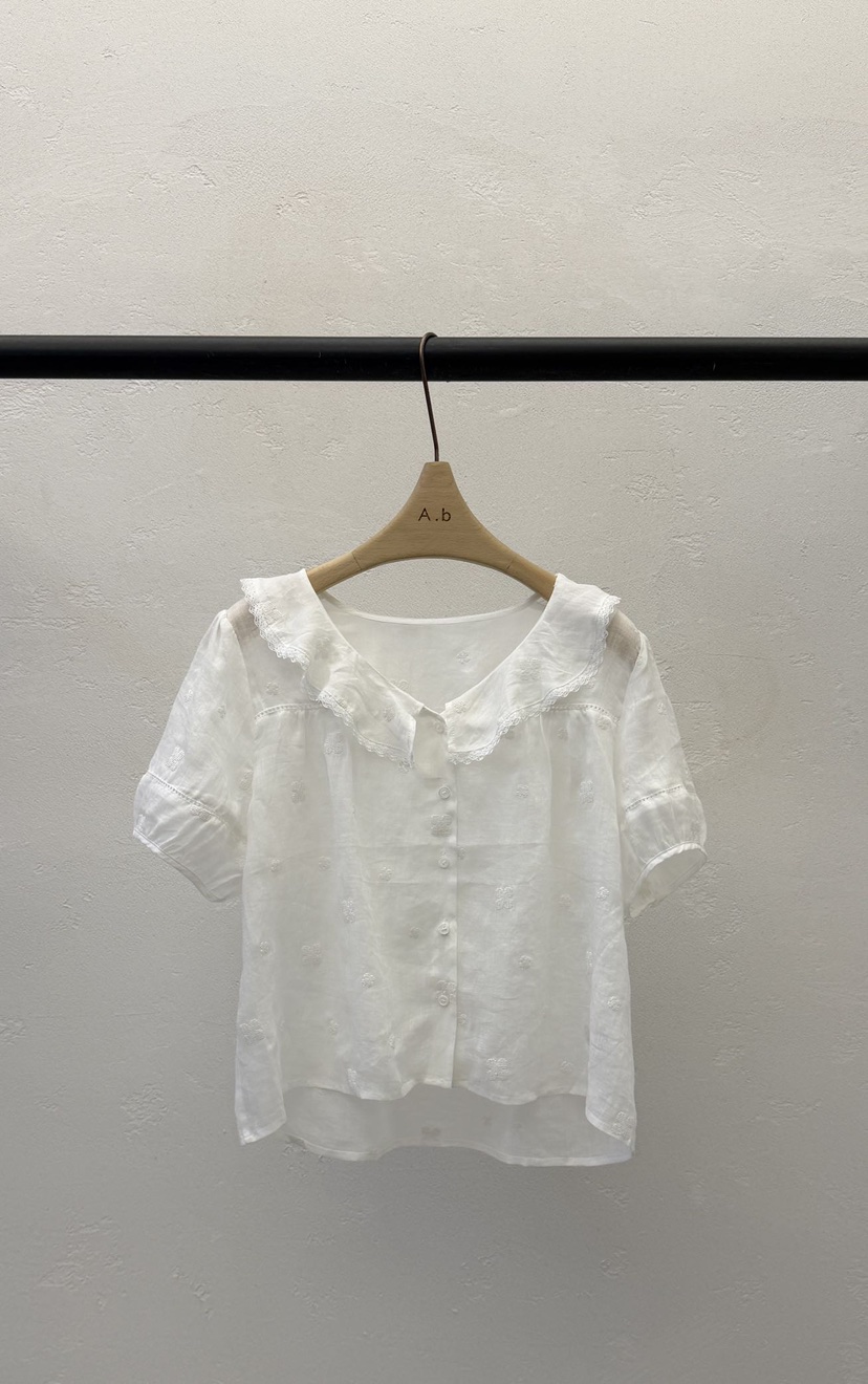 AUTUMN BEIGE-Q韓國直郵女士新款推薦職業襯衫蕾絲衫刺繡A.b/AUTUMN BEIGE襯衫/蕾絲衫圖色1