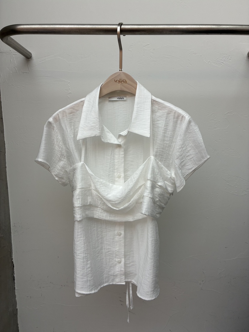 Verbena東大門實拍韓國女裝新品熱賣26夏季襯衫蕾絲衫露背Verbena襯衫/蕾絲衫圖色1