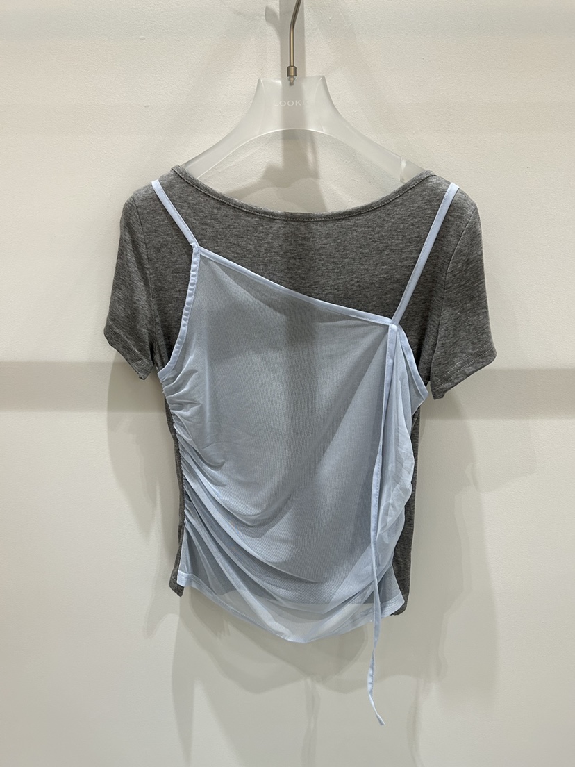 LOOKK/MIMME韓國代購女裝新品職業人氣時尚26春夏T恤假兩件LOOKK/MIMMET恤圖色2