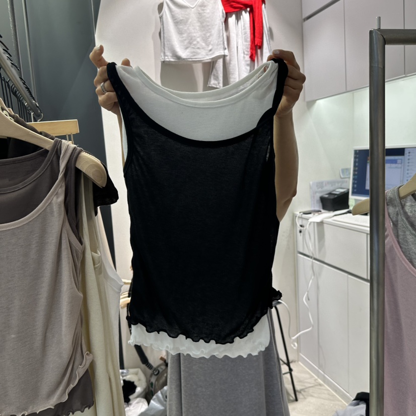 UNA/THE MAY韓國代購女士新款推薦吊帶背心假兩件層疊無袖THEMAY/UNA吊帶/背心圖色3