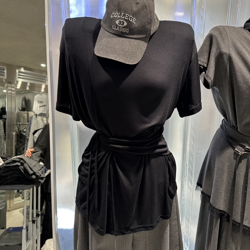 HERTZ-P韓國東大門直郵女士新品熱賣人氣職業推薦T恤腰帶HERTZ-PT恤圖色2黑色