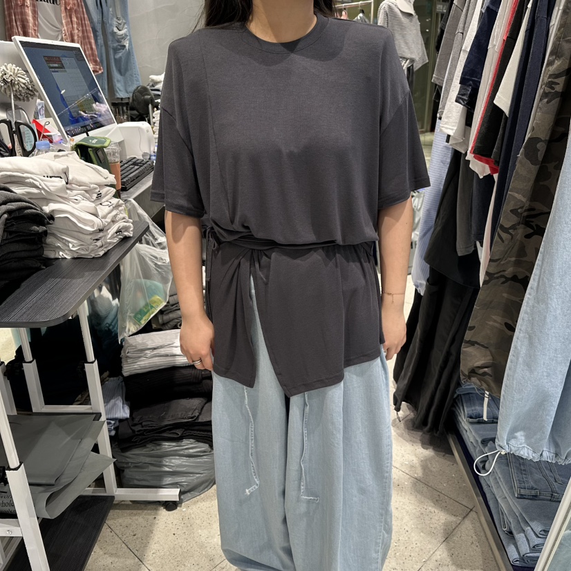 HERTZ-P韓國東大門直郵女士新品熱賣人氣職業推薦T恤腰帶HERTZ-PT恤圖色3墨色
