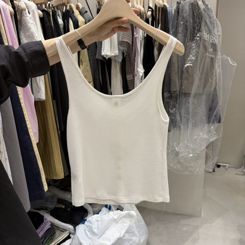 FRE韓國直郵女士新款熱賣人氣休閑推薦吊帶背心華夫格格紋FRE SEOUL吊帶/背心