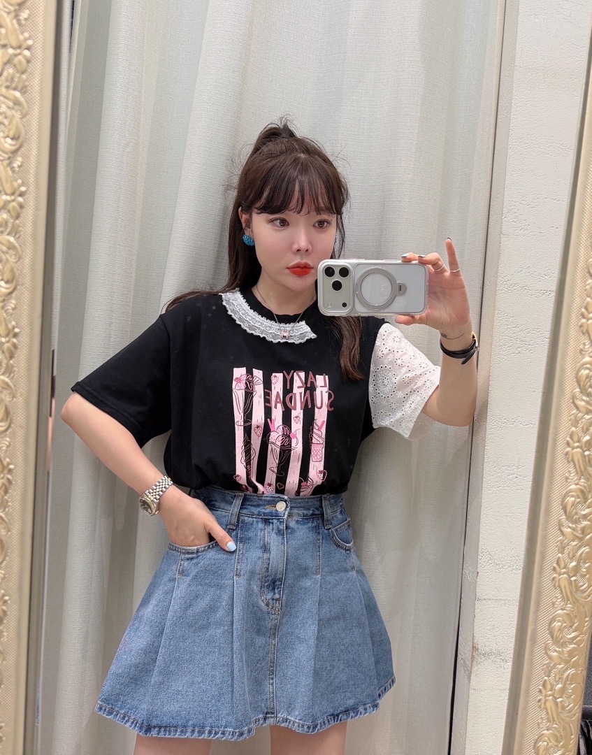 LOVABLE-L韓國直郵實拍女裝新品熱賣時尚26夏季休閑人氣T恤LOVABLE-LT恤