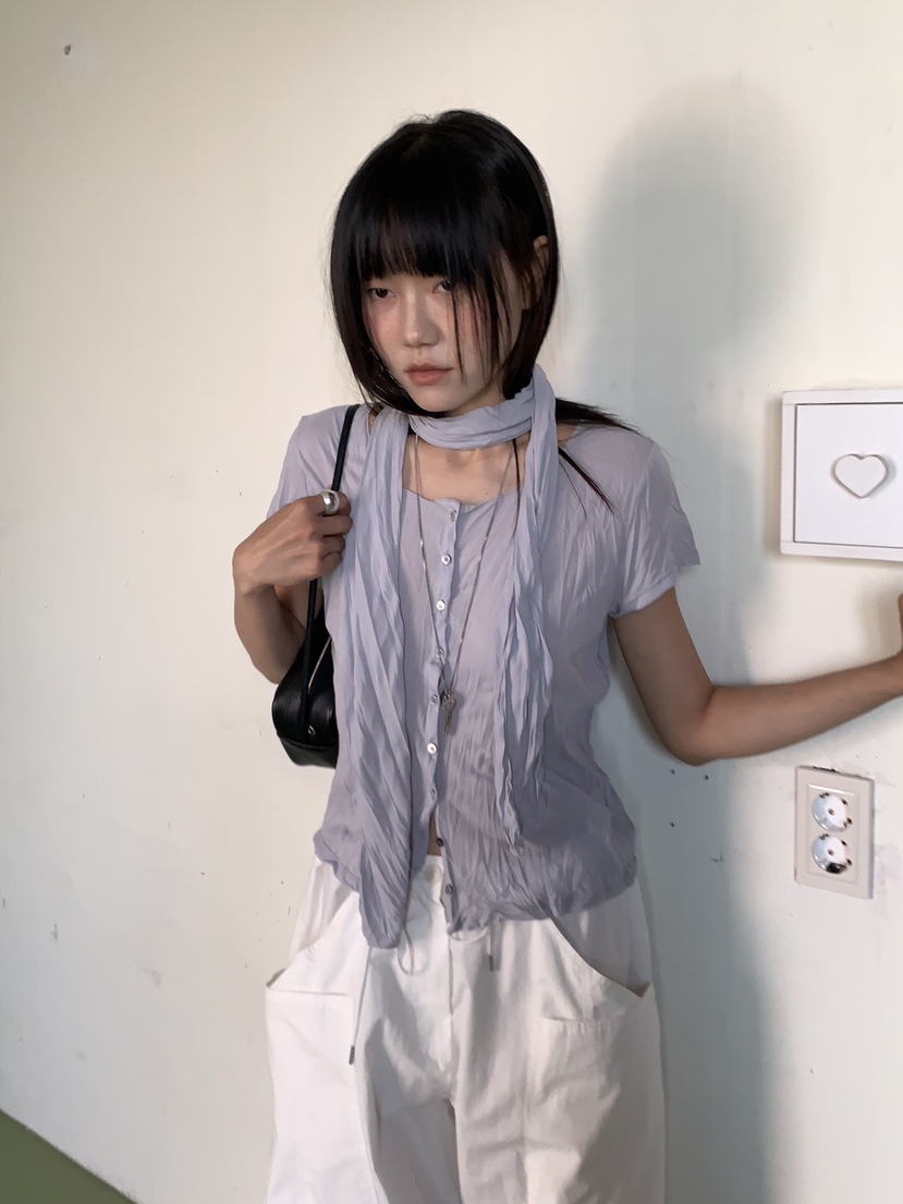 BAKING POWDER韓國代購女裝新款休閑推薦26夏季時尚T恤圍巾BAKING POWDERT恤