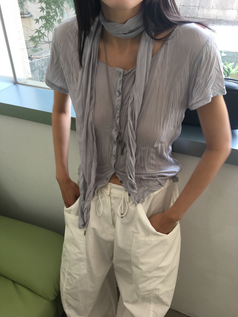 BAKING POWDER韓國代購女裝新款休閑推薦26夏季時尚T恤圍巾BAKING POWDERT恤
