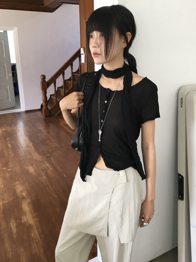 BAKING POWDER韓國代購女裝新款休閑推薦26夏季時尚T恤圍巾BAKING POWDERT恤