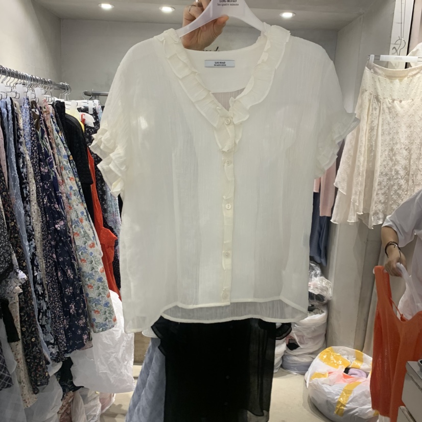 LOGROAD東大門實拍韓國女士新款熱賣26夏季推薦襯衫蕾絲衫LOG ROAD襯衫/蕾絲衫圖色1