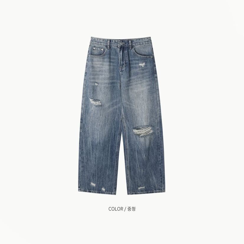 ALL OVER韓國直郵實拍女士新品26夏季熱賣牛仔褲男女同款ALL OVER牛仔褲圖色1
