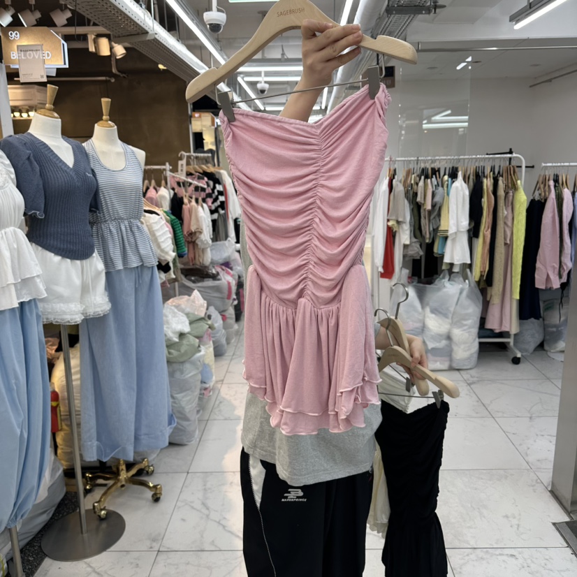 SAGE BRUSH韓國直郵實拍女裝新品熱賣時尚推薦吊帶背心褶皺SAGE BRUSH吊帶/背心圖色2