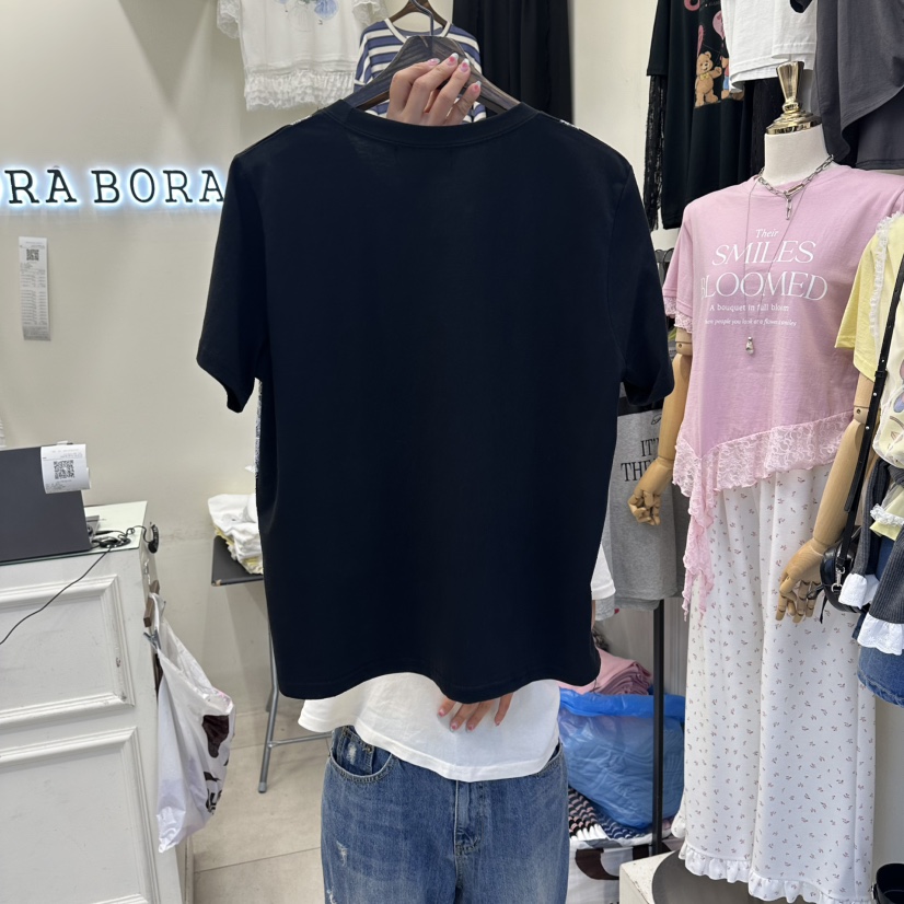 BORA BORA韓國直郵女士新品時尚26夏季休閑熱賣T恤假兩件BORA BORAT恤