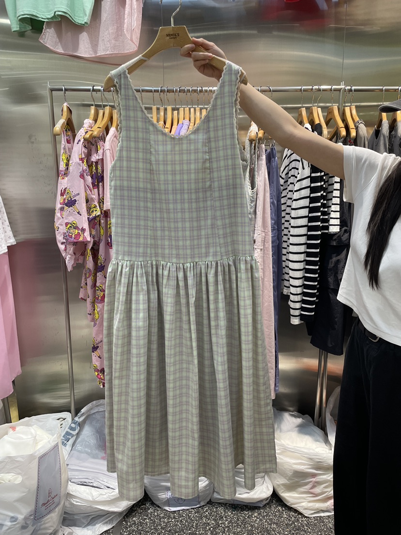 MENDL S韓國東大門直郵女士新品熱賣休閑26夏季連衣裙OPS格子MENDL S連衣裙圖色1紫薄荷